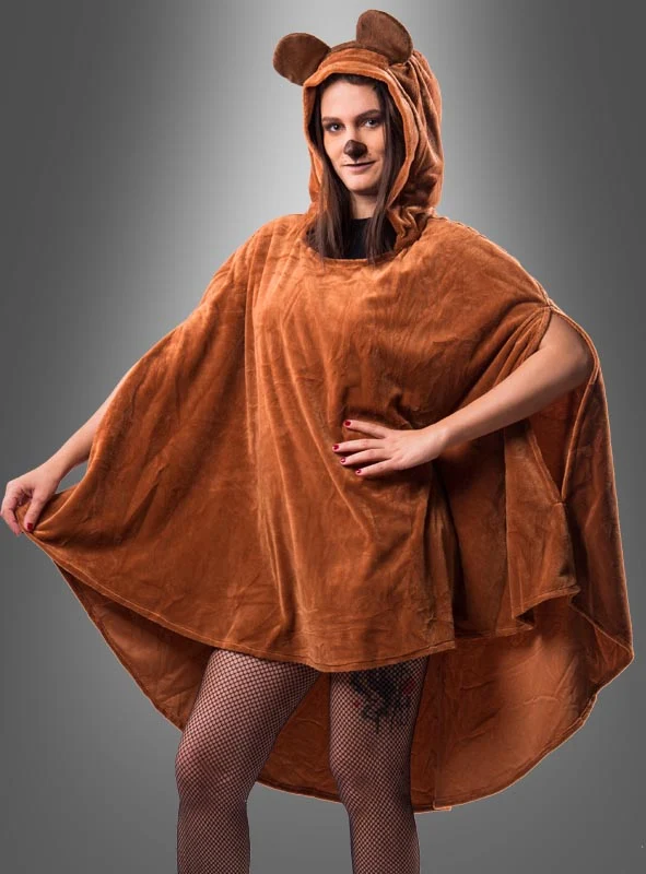 Wandelbarer brauner Poncho aus Plüsch XS-XXXL