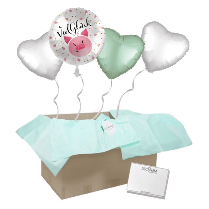 Heliumballon-Geschenk "Viel Glück" Schwein
