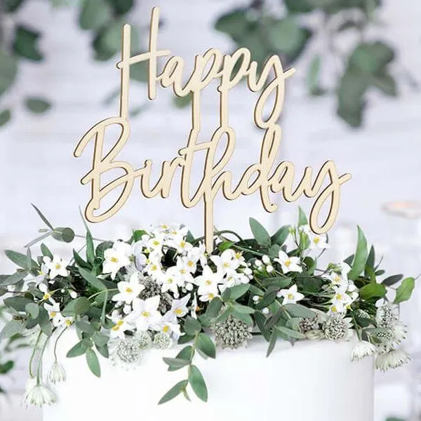 Caketopper "Happy Birthday" Holz