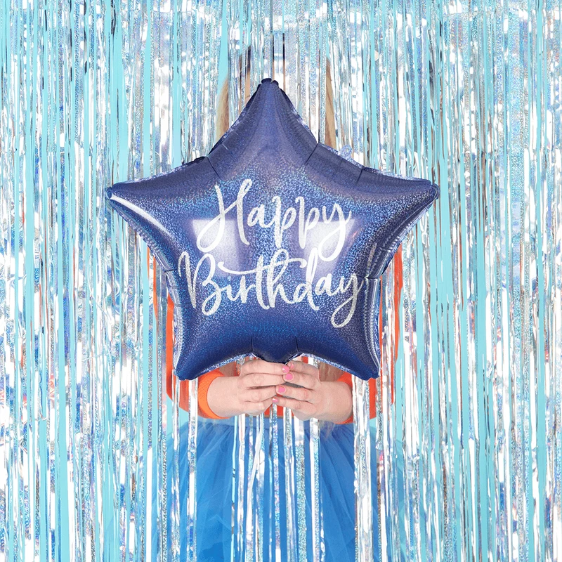 Geburtstagsballon "Happy Birthday" Stern Blau