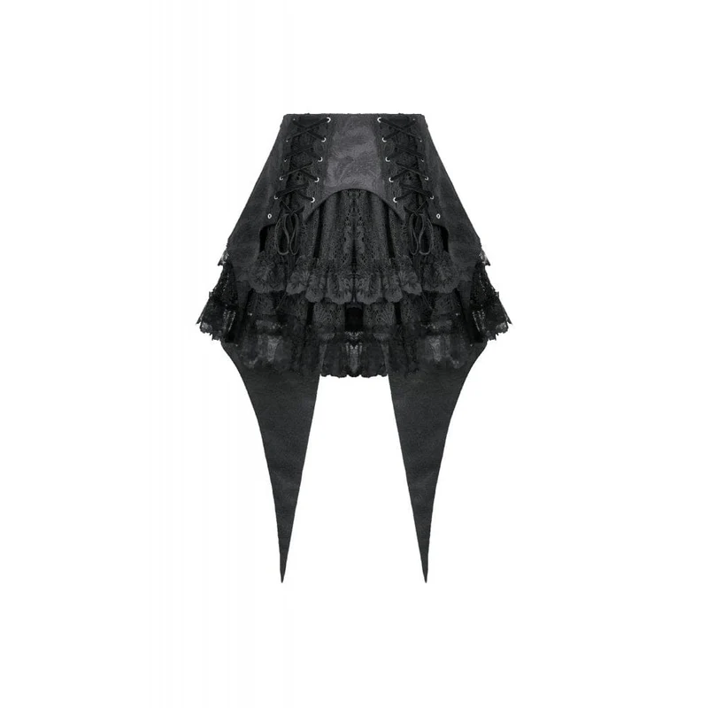 Gothic-Jacquard-Lagenrock aus Spitze mit Schwalbenschwanzform für Damen