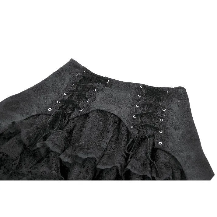 Gothic-Jacquard-Lagenrock aus Spitze mit Schwalbenschwanzform für Damen