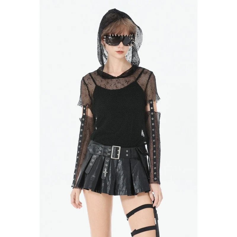 Punk-Shorts für Damen mit niedrigem Bund und asymmetrischem Faltengürtel