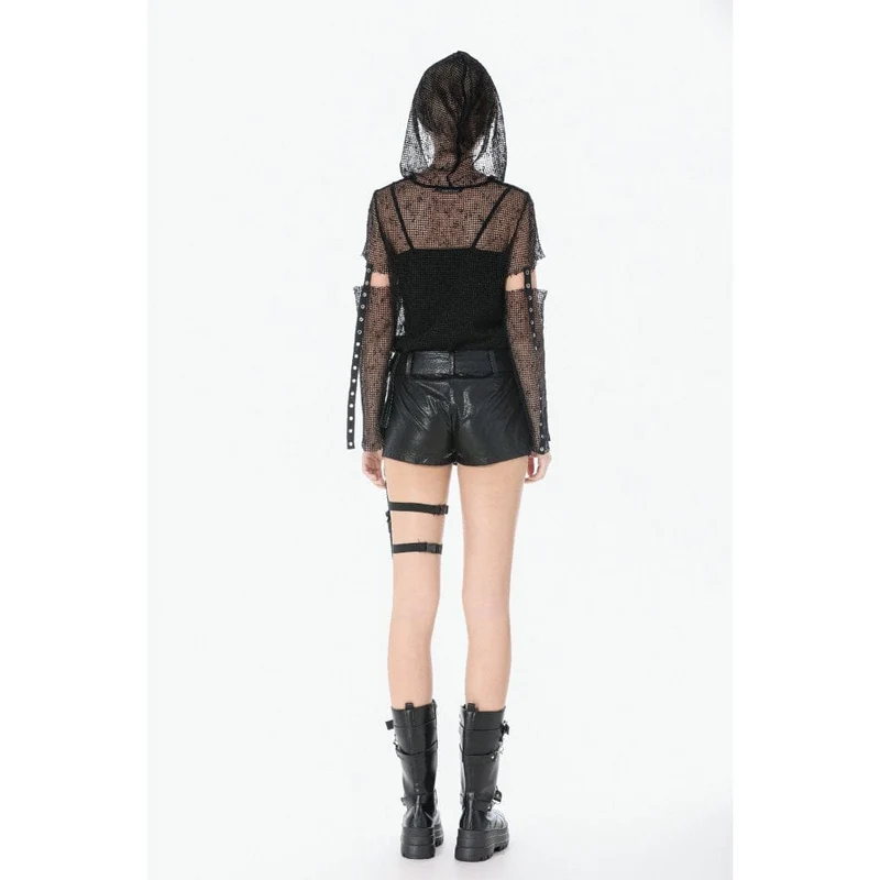 Punk-Shorts für Damen mit niedrigem Bund und asymmetrischem Faltengürtel