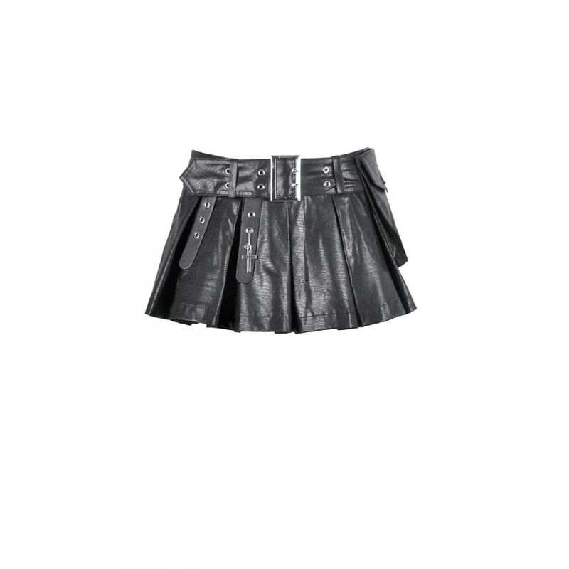 Punk-Shorts für Damen mit niedrigem Bund und asymmetrischem Faltengürtel