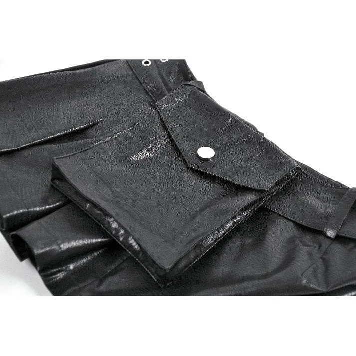 Punk-Shorts für Damen mit niedrigem Bund und asymmetrischem Faltengürtel