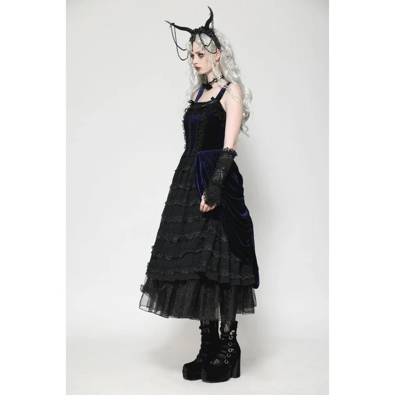 Gothic-Handschuhe aus Spitze mit Blumenstickerei und Rüschen für Damen