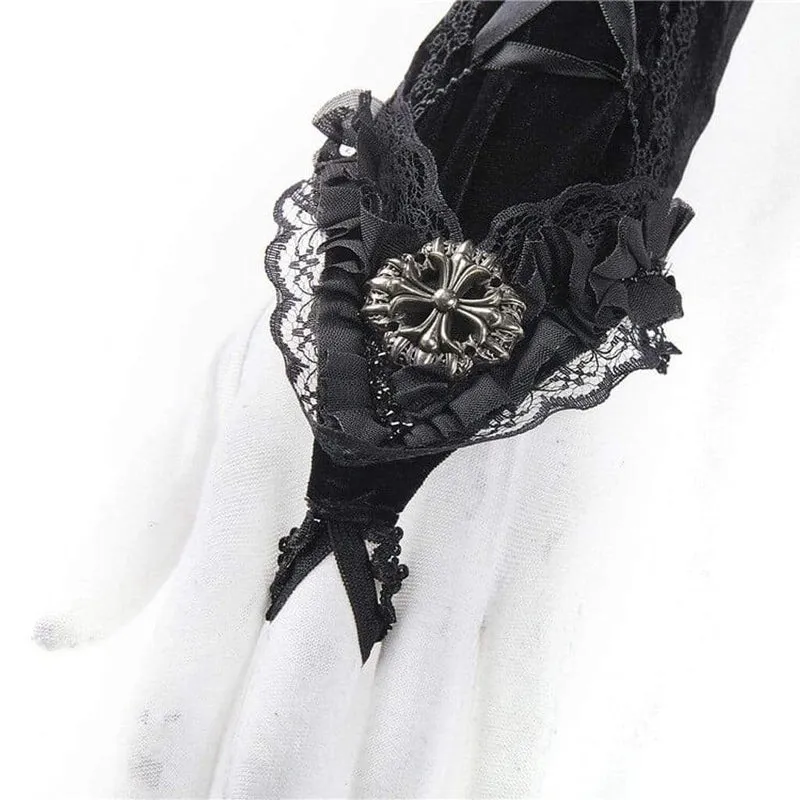 Damen Vintage Goth Lace Handschuhe