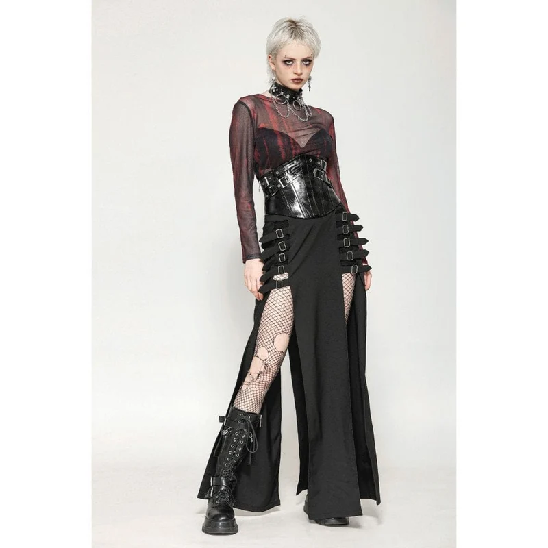 Gothic-Batik-Oberteil aus transparentem Netzstoff für Damen
