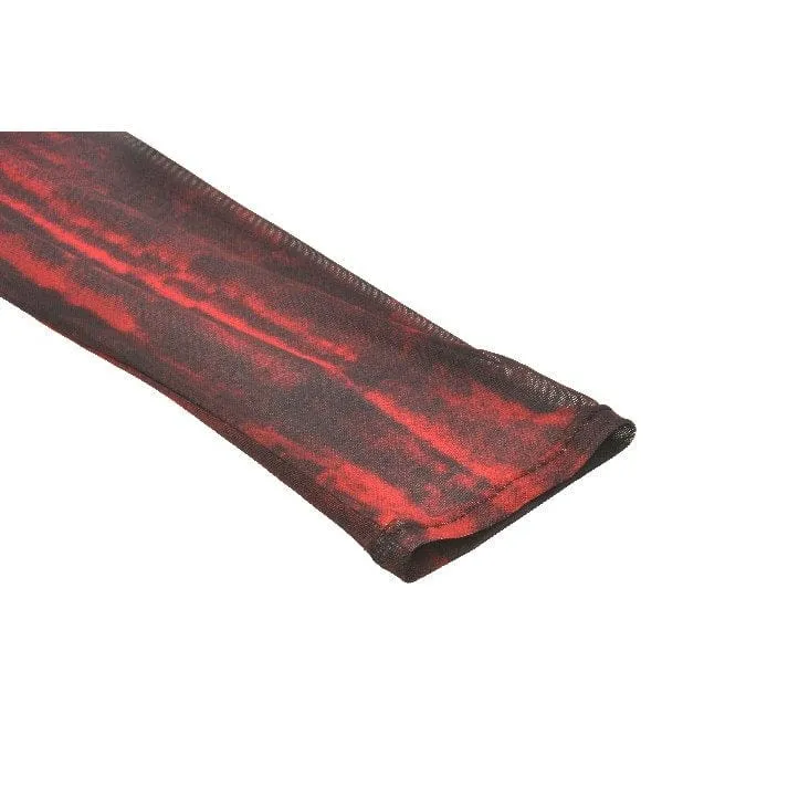 Gothic-Batik-Oberteil aus transparentem Netzstoff für Damen