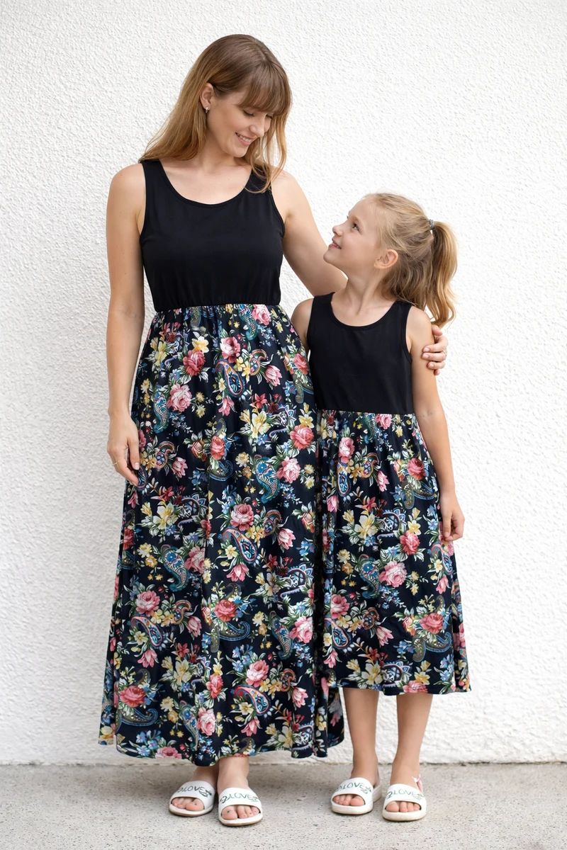 Black Mom And Daughter Matching Outfits