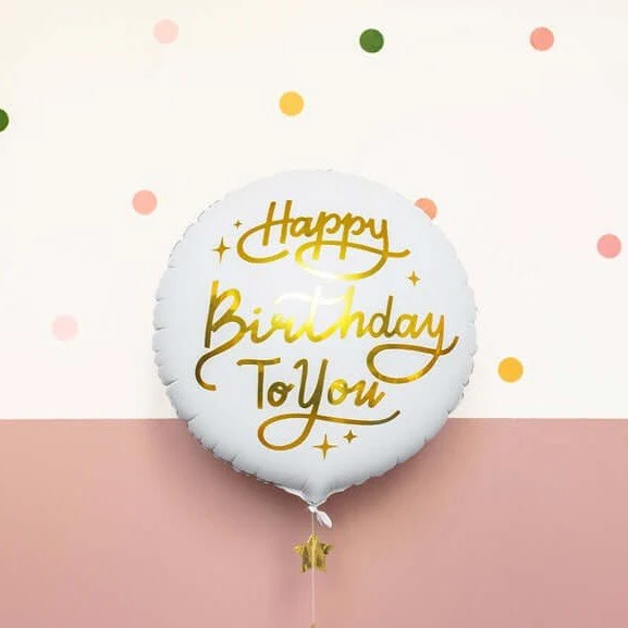 Geburtstagsballon "Happy Birthday To You" Weiß-Gold