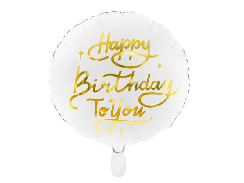 Geburtstagsballon "Happy Birthday To You" Weiß-Gold