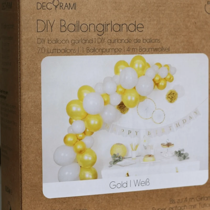Ballongirlanden-Kit DIY Gold-Weiß