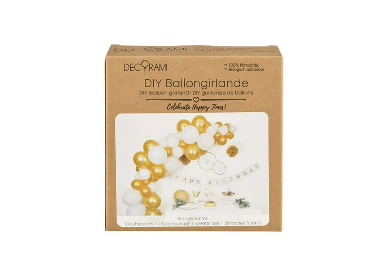 Ballongirlanden-Kit DIY Gold-Weiß
