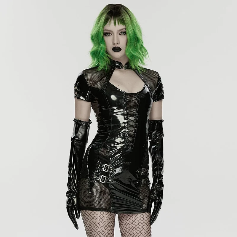 Punk-Nieten-Handschuhe für Damen, lang