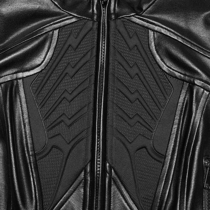 Cyberpunk-Damenjacke mit Stehkragen, geprägtem Muster und schmaler Passform