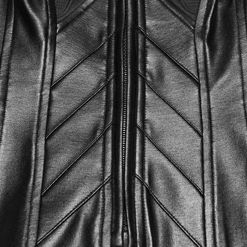 Cyberpunk-Damenjacke mit Stehkragen, geprägtem Muster und schmaler Passform