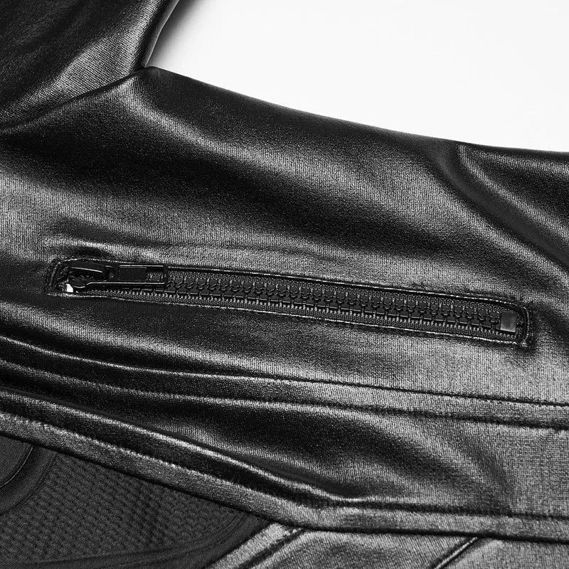 Cyberpunk-Damenjacke mit Stehkragen, geprägtem Muster und schmaler Passform
