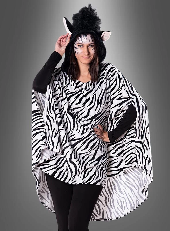 Plüsch Zebra Poncho XS-XXXL