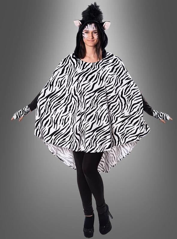 Plüsch Zebra Poncho XS-XXXL