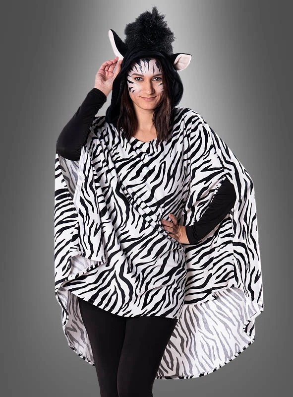 Plüsch Zebra Poncho XS-XXXL