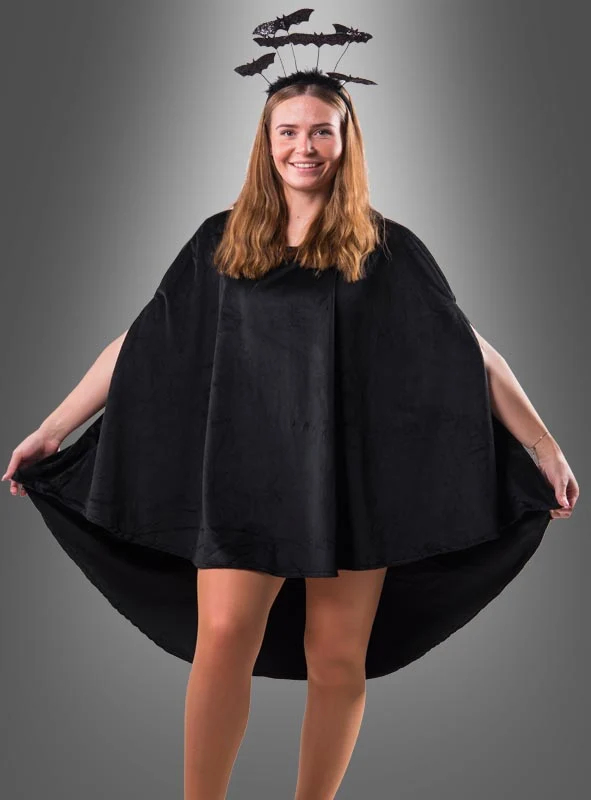 Wandelbarer schwarzer Poncho aus Plüsch XS-XXXL