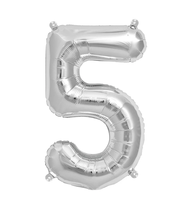 Zahlen Ballon 5 Silber