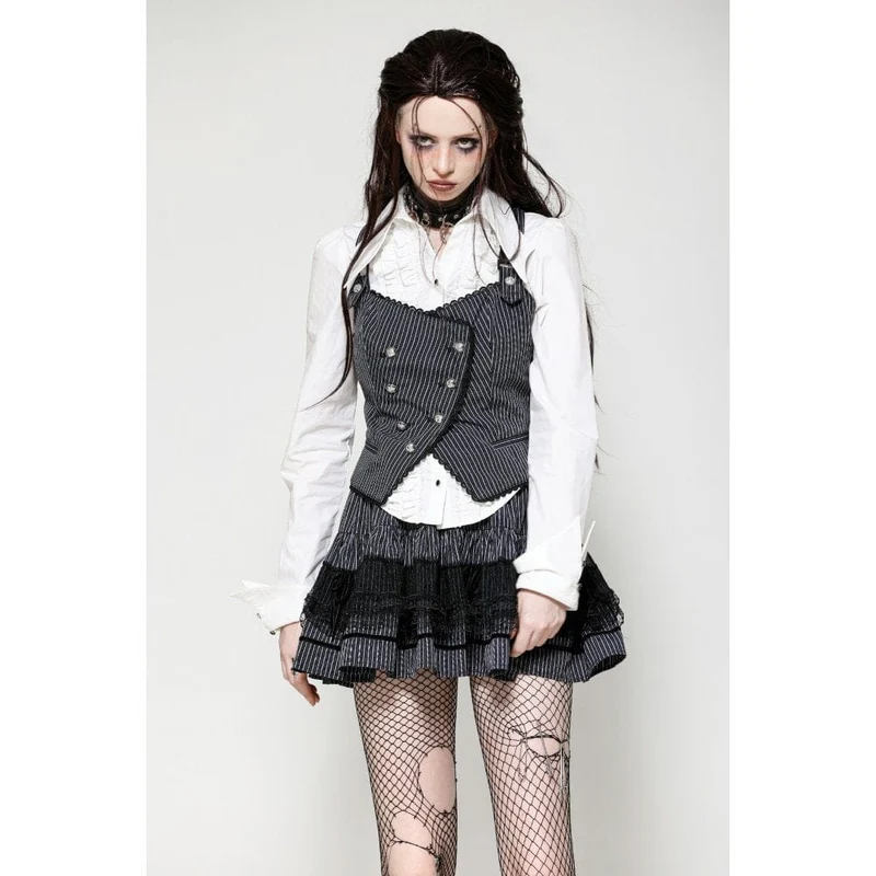 Gothic-Weste mit Streifen und Schnalle für Damen