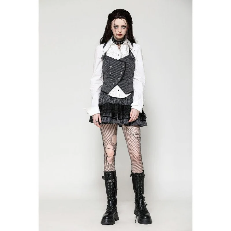 Gothic-Weste mit Streifen und Schnalle für Damen
