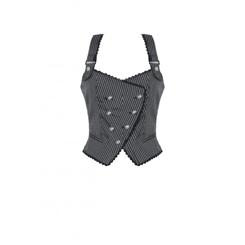 Gothic-Weste mit Streifen und Schnalle für Damen