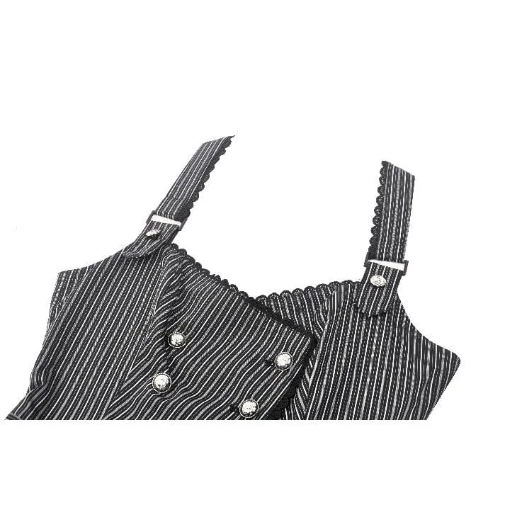 Gothic-Weste mit Streifen und Schnalle für Damen