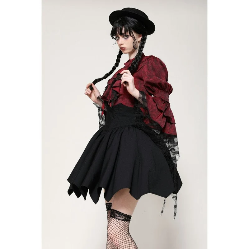 Gothic Lolita Batwing Kurzrock mit hoher Taille für Damen