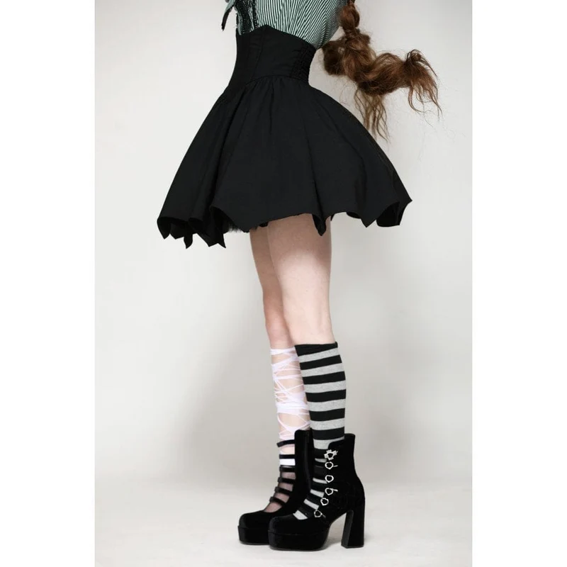 Gothic Lolita Batwing Kurzrock mit hoher Taille für Damen
