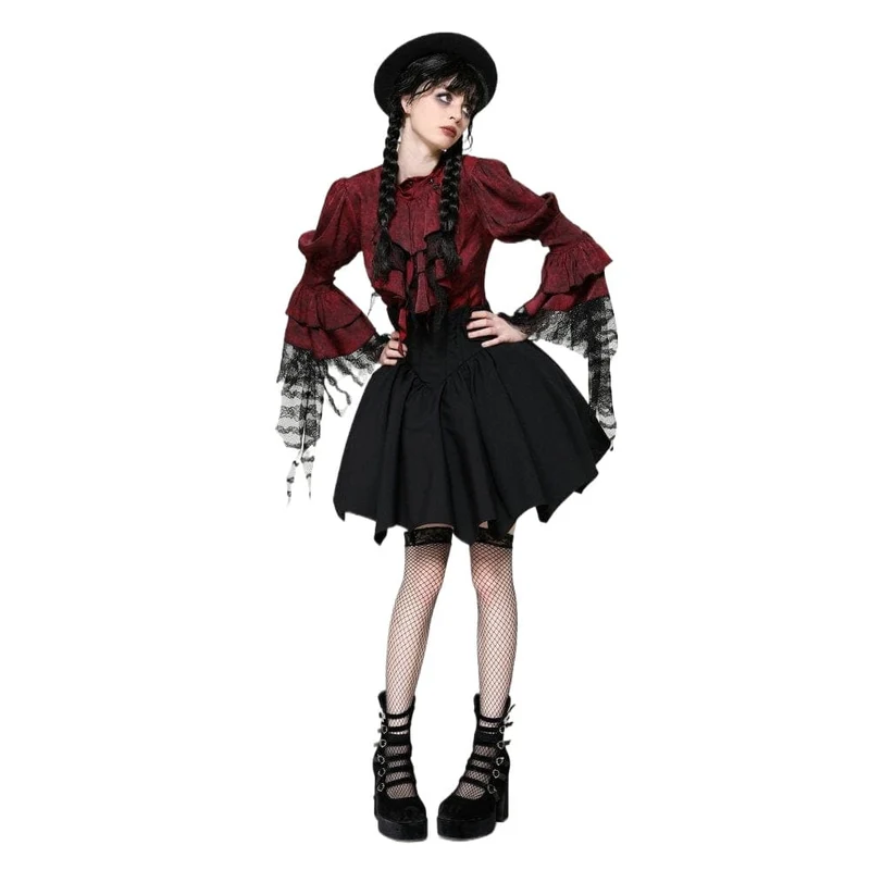 Gothic Lolita Batwing Kurzrock mit hoher Taille für Damen