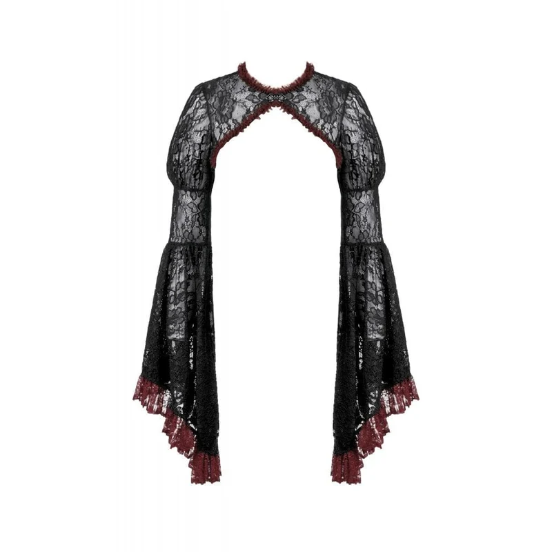 Gothic-Umhang mit Blumenspitze in Kontrastfarbe für Damen