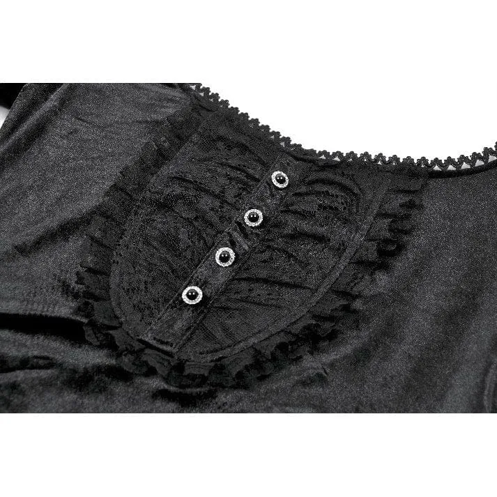 Gothic-Oberteil aus Samt mit quadratischem Kragen und ausgestellten Ärmeln für Damen