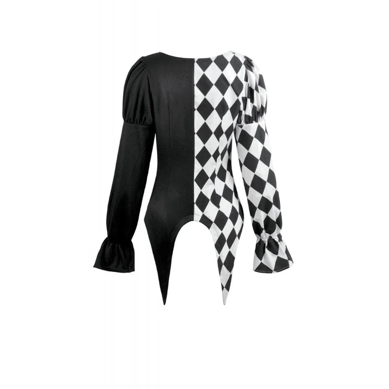 Gothic-Langarmhemd mit Rautenmuster und Kontrastfarbe für Damen