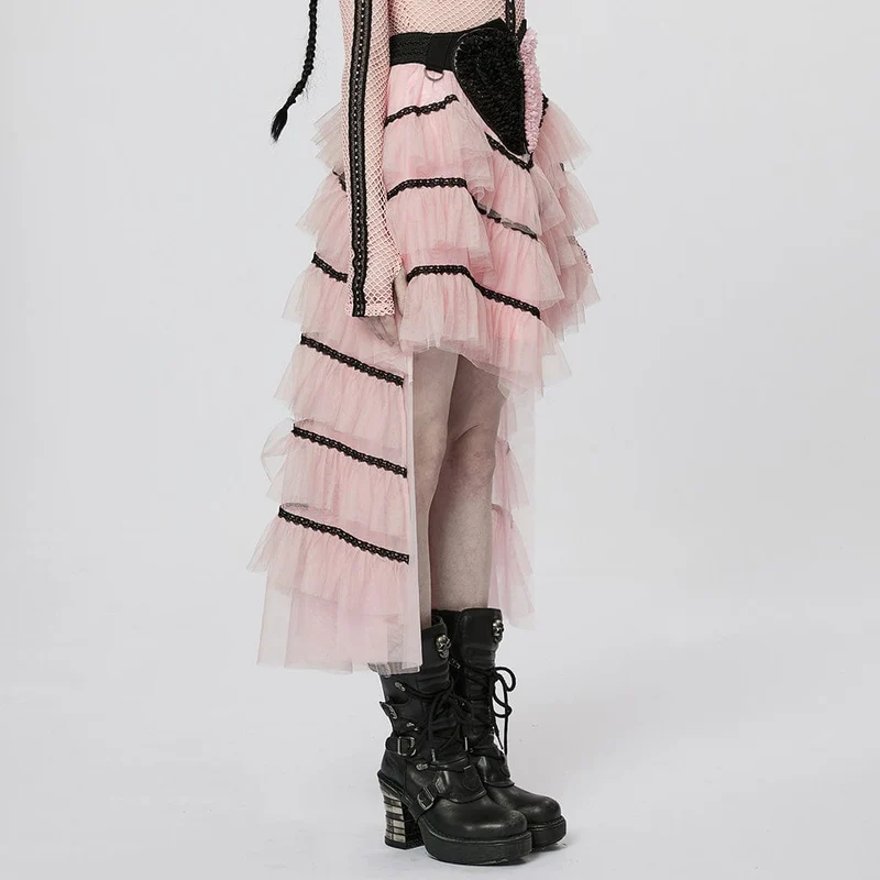 Gothic Unregelmäßig geschichteter Mesh-Rock für Damen