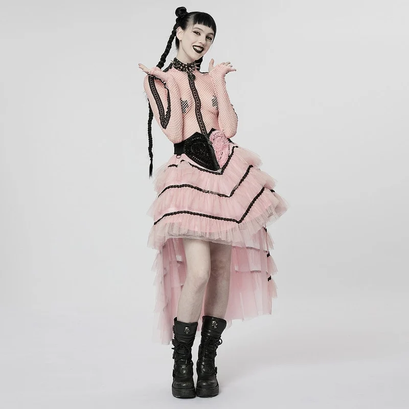 Gothic Unregelmäßig geschichteter Mesh-Rock für Damen