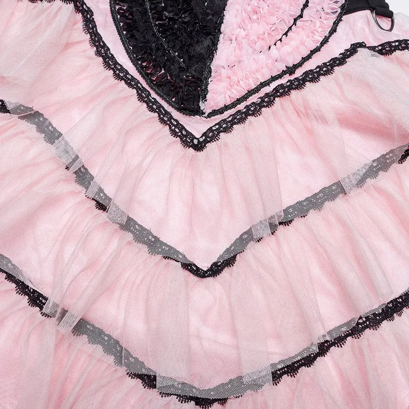 Gothic Unregelmäßig geschichteter Mesh-Rock für Damen