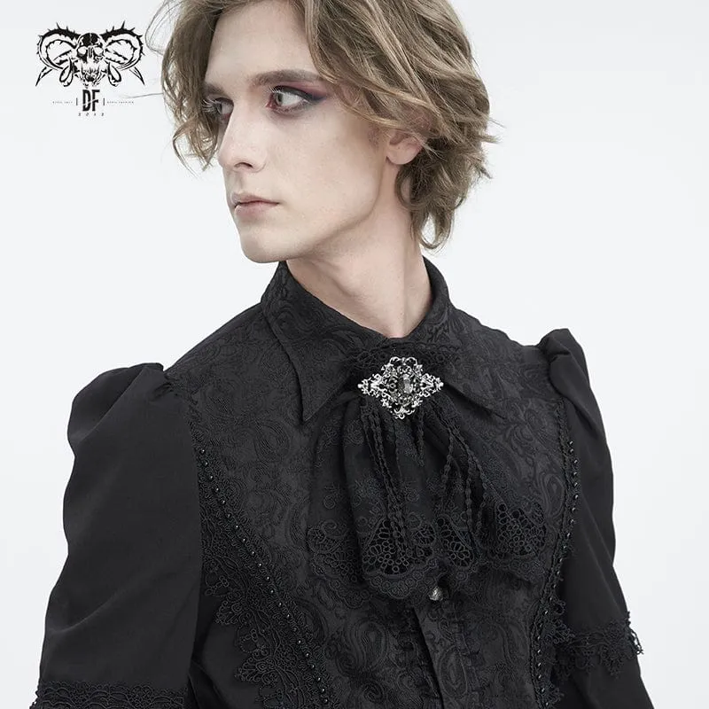 Herren-Kragen mit Gothic-Blumenstickerei und Rüschenspitze