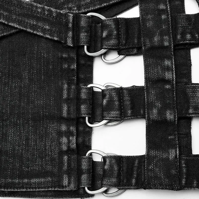 Damen Punk Distressed abnehmbarer Rock