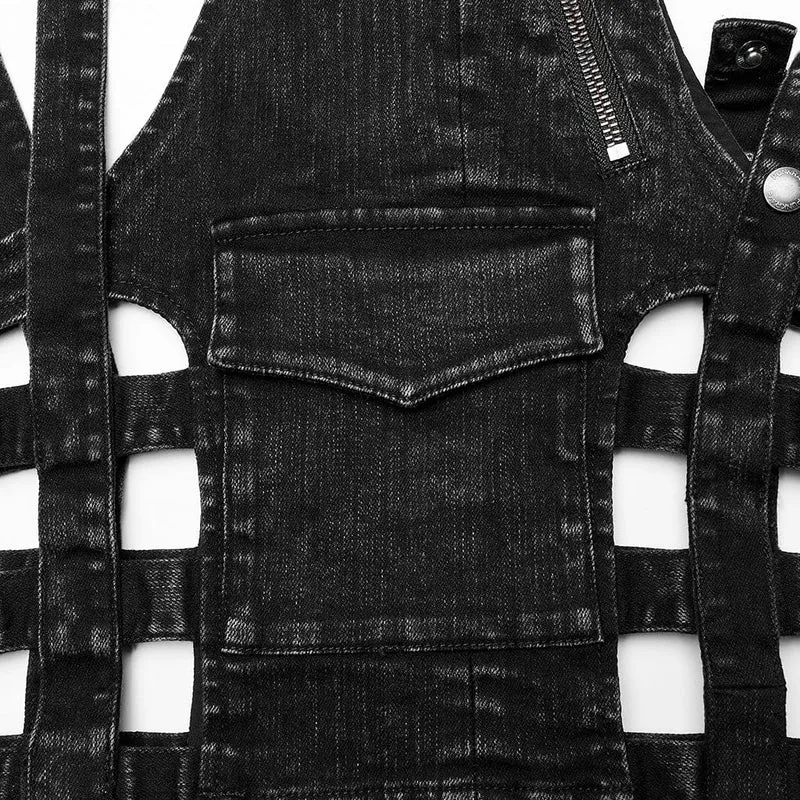 Damen Punk Distressed abnehmbarer Rock