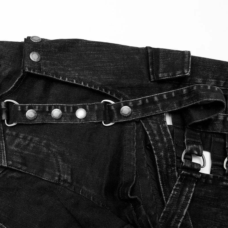 Damen Punk Distressed abnehmbarer Rock