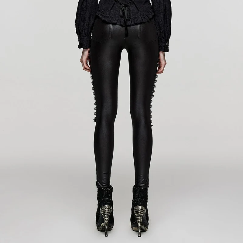 Punk-Leggings mit gerüschter Spitze und gespleißtem Netzstoff für Damen
