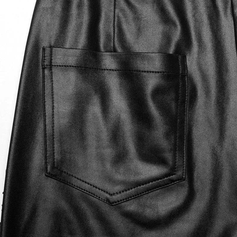Punk-Leggings mit gerüschter Spitze und gespleißtem Netzstoff für Damen