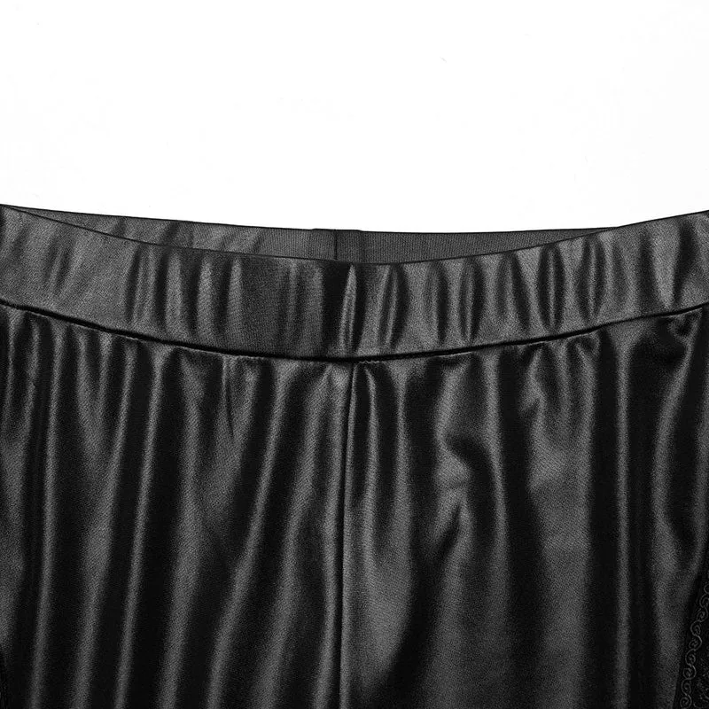 Punk-Leggings mit gerüschter Spitze und gespleißtem Netzstoff für Damen
