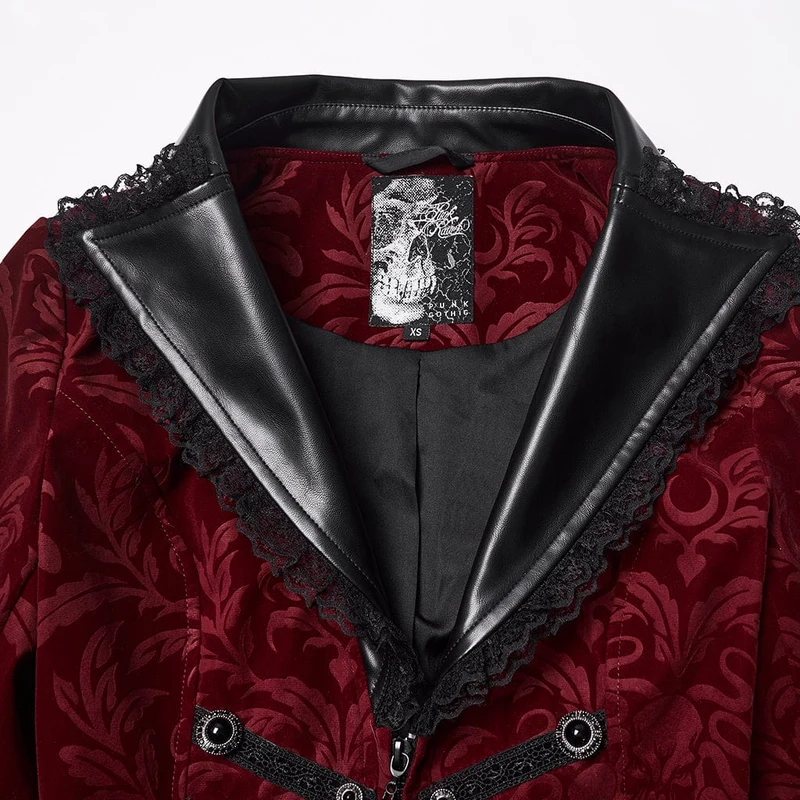 Gothic-Schnürjacke mit Blumenmuster für Damen, Rot