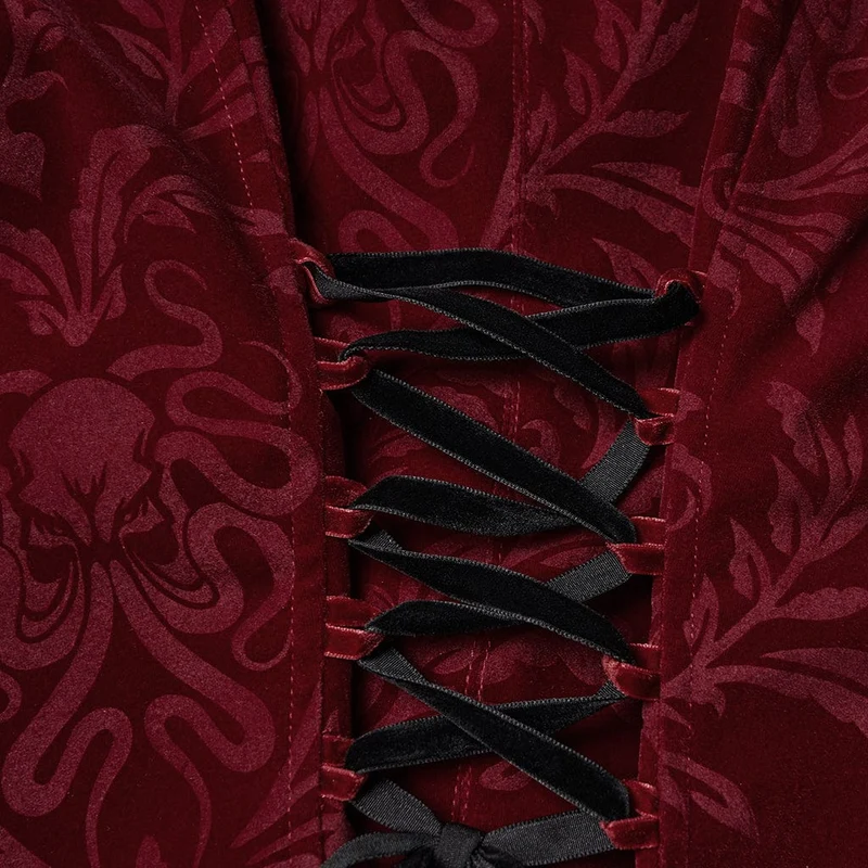 Gothic-Schnürjacke mit Blumenmuster für Damen, Rot